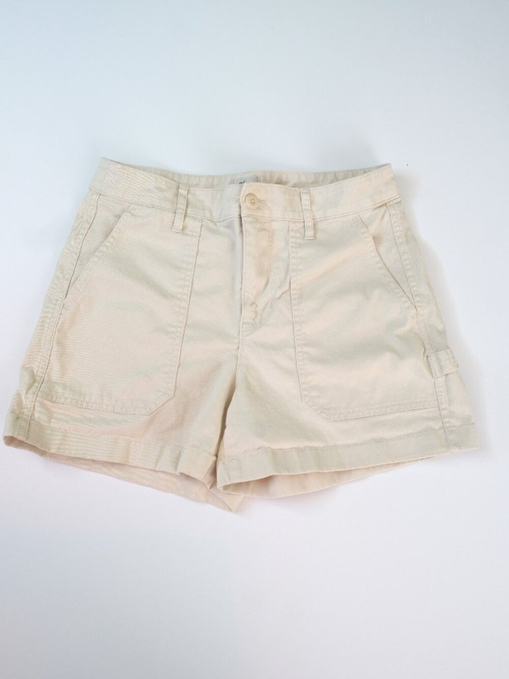 EUC J CREW Foundry Pocket Chino Shorts sz 4 Cream Natural Cotton